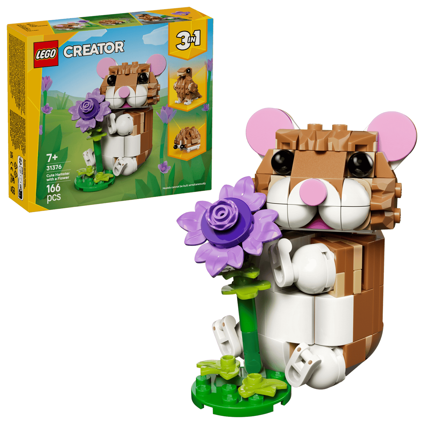 3 in 1 Cute Hamster with a Flower